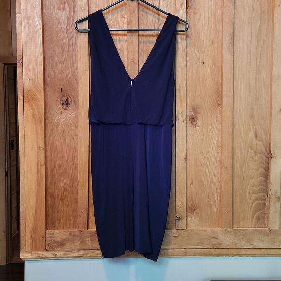 Misa Los Angeles Leza Knotted V-Neck Sleeveless Cocktail Party Mini Dress, Blue - Picture 3 of 11